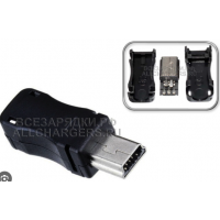 Разъем mini-USB 5pin, штекер (m), на кабель, под пайку, черный